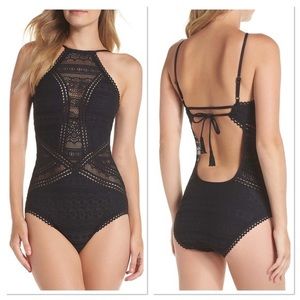Becca Black Crochet Bathing Suit